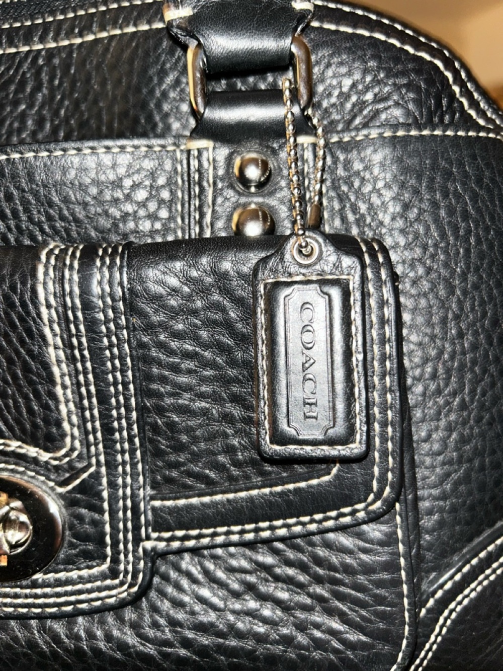 Coach Hampton Leather Satchel with Contrast Stitching- F13963 - Picture 2 of 12